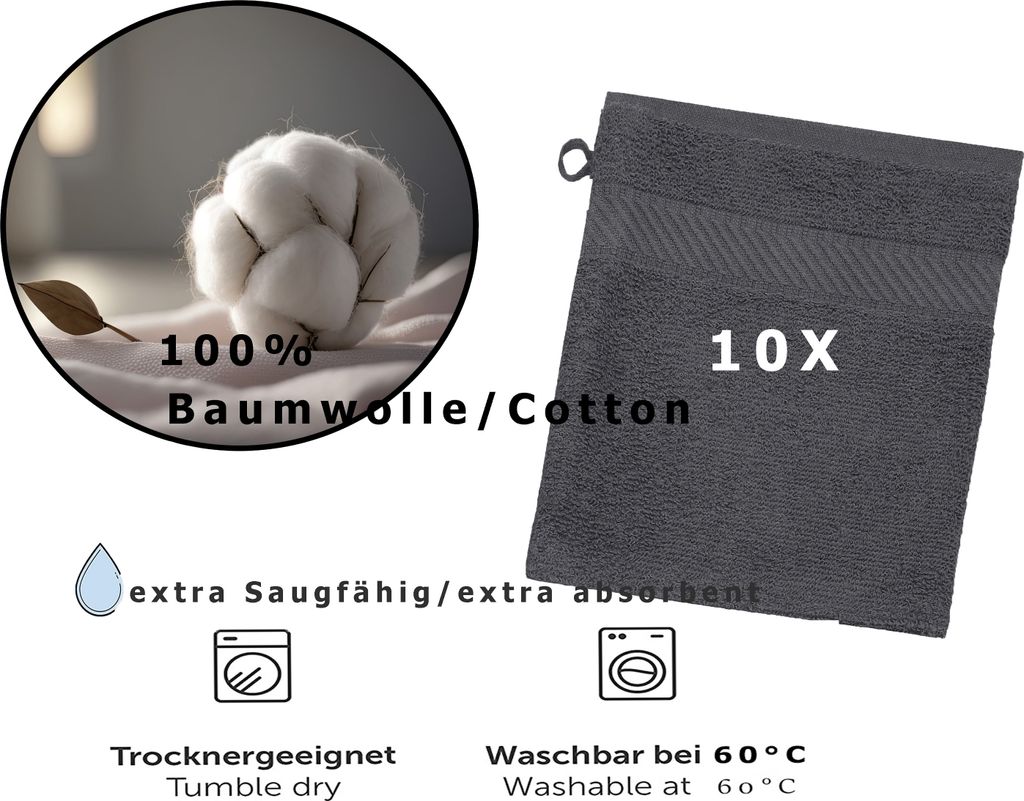 Betz 10 Stück Waschhandschuhe 16x21 cm PALERMO 100% Produktbild 2