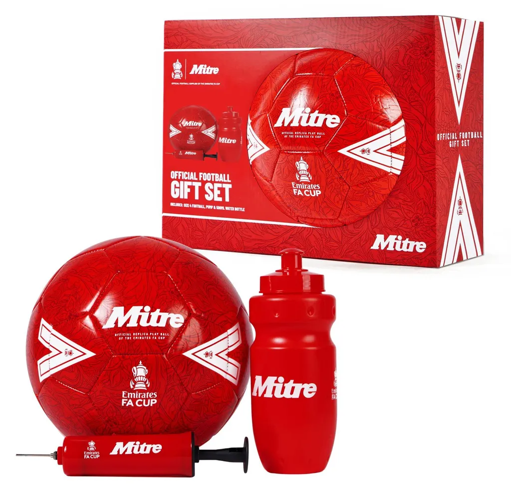 Coffret Ballon de Football Mitre FA Cup Taille 4 Rouge et Blanc 2026