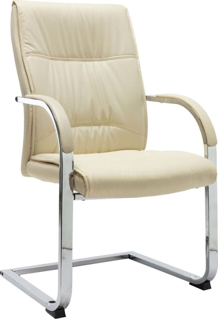 SYFAX Freischwinger Bürostuhl Creme Kunstleder