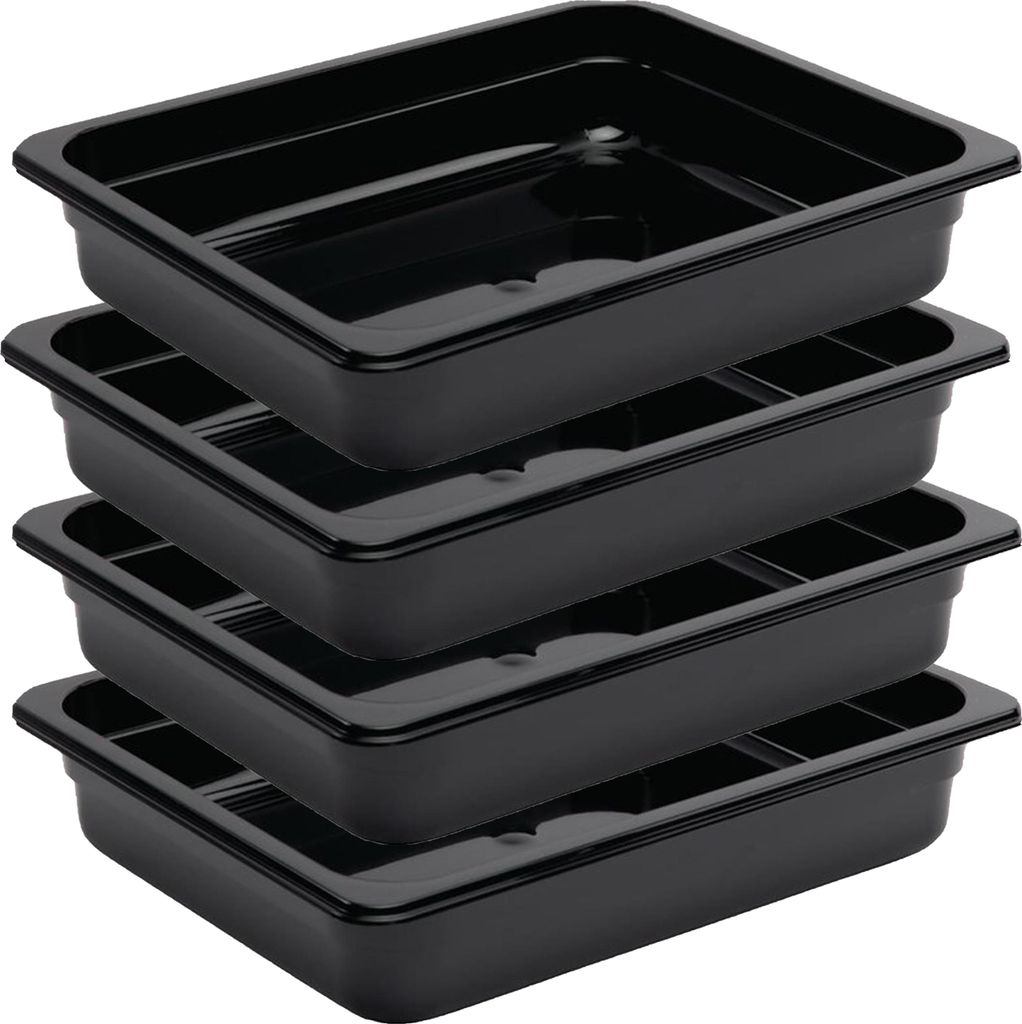 Vogue GN-Behälter GN1/2 - 6,5cm - 4 Behälter - Polycarbonat schwarz