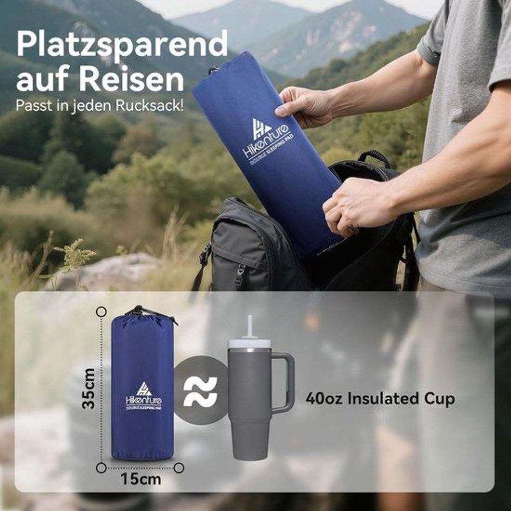 Leichtes aufblasbares Doppel-Luftmatratze Marineblau 2-Personen