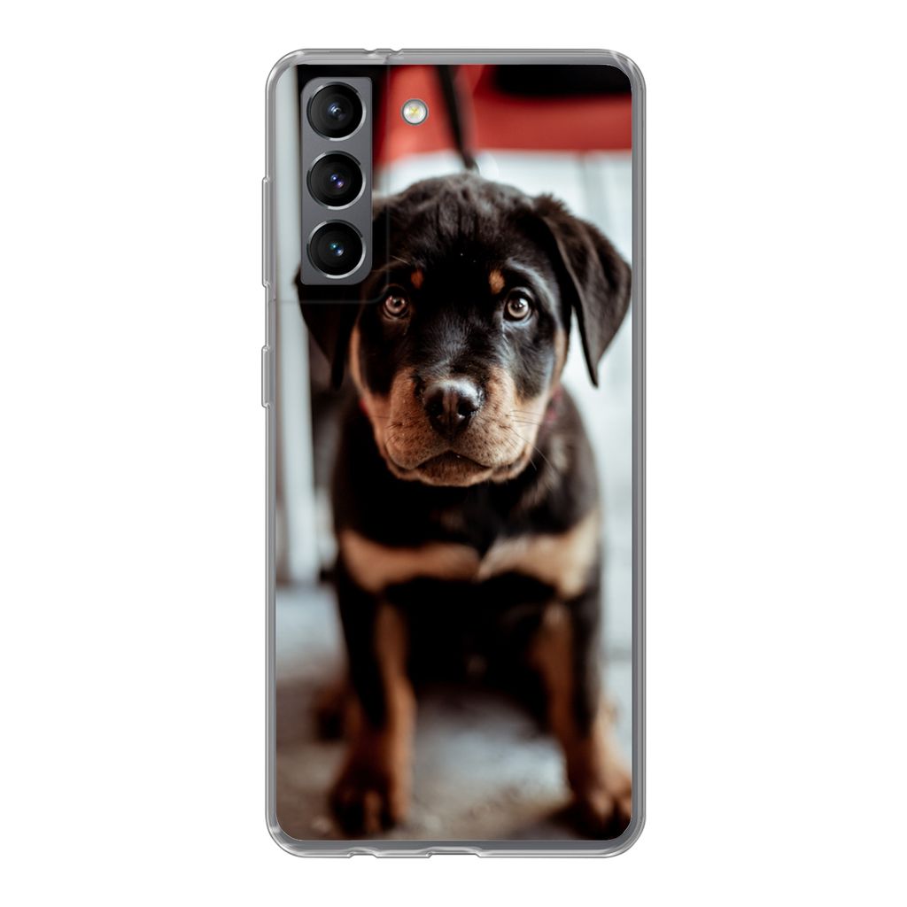 MuchoWow Handyhülle Schutzhülle Hülle für Samsung Galaxy S21 Jung - Hund - Kamera Silikon Softcase Handy Hülle - Softcase