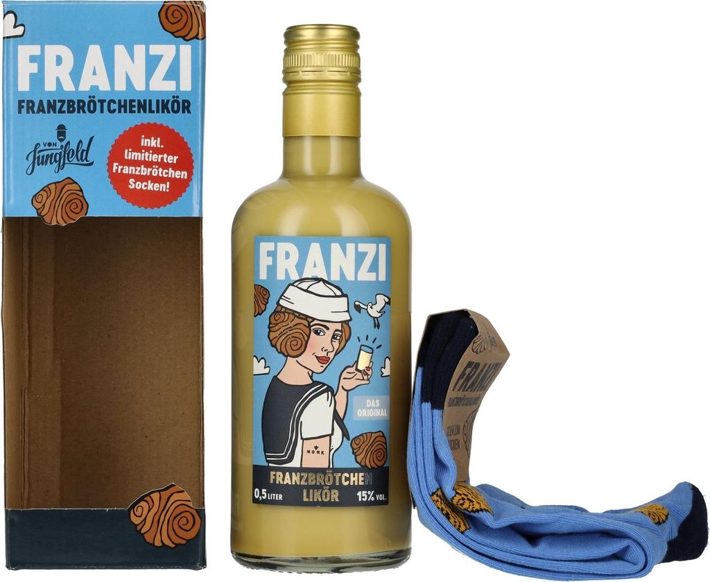 Franzi Franzbrötchen Likör 15% Vol. 0,5l in Geschenkbox mit Produktbild 