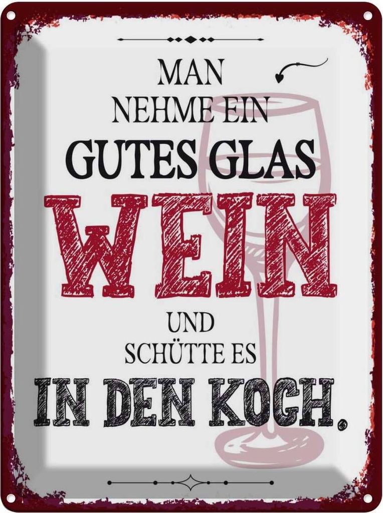 vianmo Blechschild 40x30 cm man nehme ein gutes Glas Wein Essen Trinken