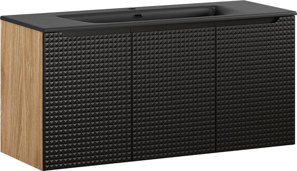 Waschtisch 3-türig in Eiche mit schwarz, LONDON-56-BLACK, Produktbild 
