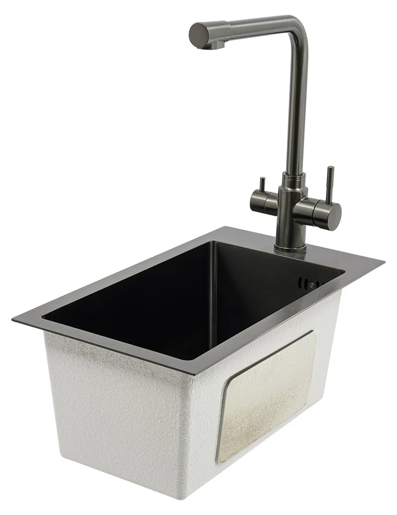 Évier de cuisine en acier inoxydable durable noir anti-rayures