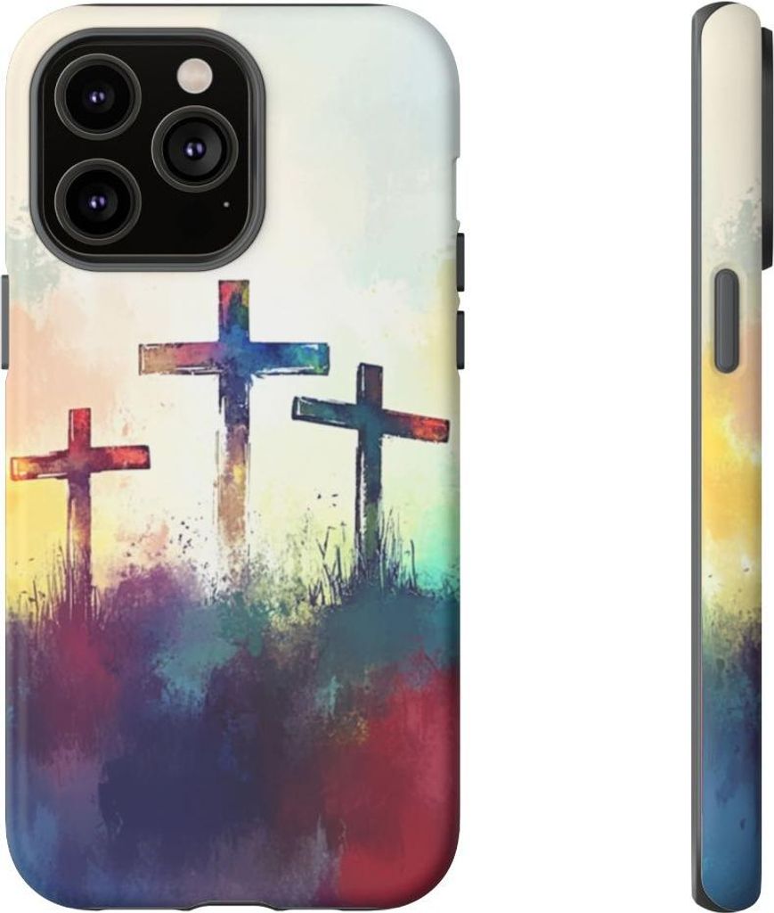 Drei Kreuze im abstrakten Aquarell – Hülle Kompatibel mit iPhone 14 Pro Max