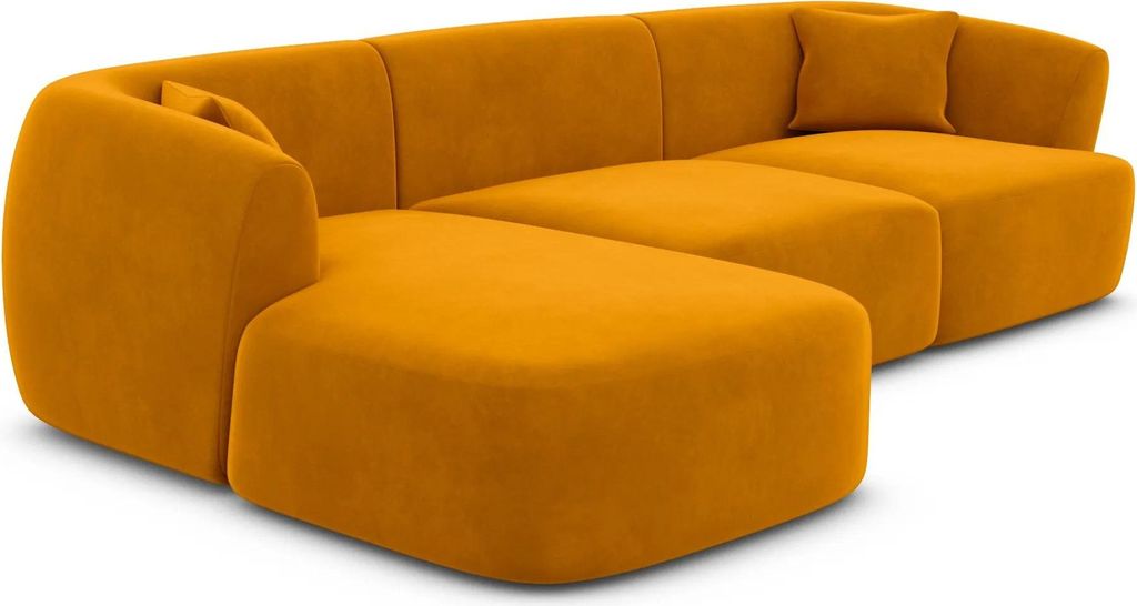 Samtstoff L-Form Sofa Elvira Senf Links