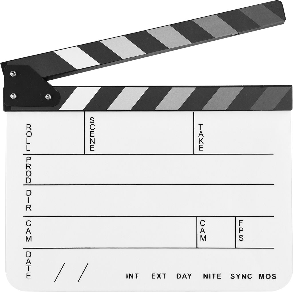 Acryl Filmklappe Filmklappe Film Regie Schiefer geschnitten Action-Szene Clapper Board Film Schiefer trocken abwischbar