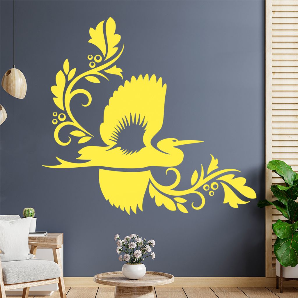 Tribal Reiher Ranke Wandtattoo in 6 Größen - Wandaufkleber Wall Sticker - Dekoration, Küche, Wohnzimmer, Schlafzimmer, Badezimmer