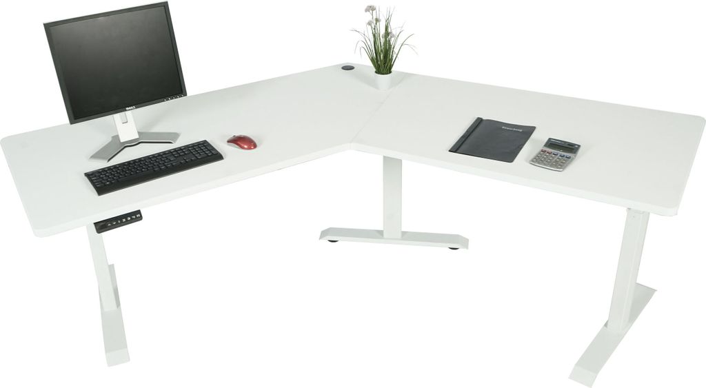 Schreibtisch HWC-D40, Computertisch, 120° elektrisch höhenverstellbar weiß, weiß