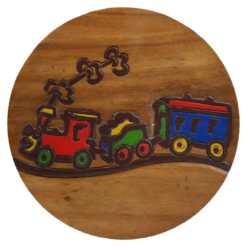 Tokoindah Kinderhocker Eisenbahn – Schemel aus Massivholz, Produktbild 