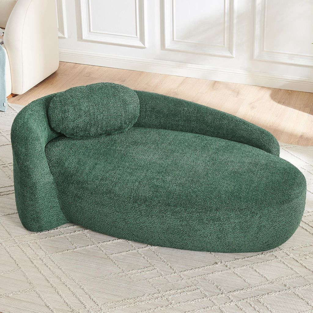 okwish Tagesbetten mit Kissen, abgerundetem Design,Klassische Sitzsäcke, Teddyfleece-Sofa,Für Wohnzimmer in Grün