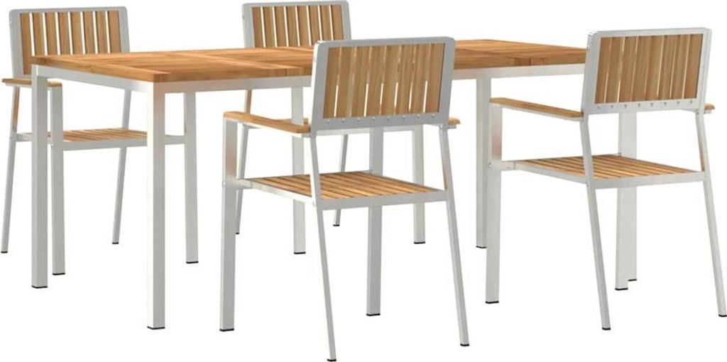 vidaXL Outdoortisch-Set 5 pcs Braun Massivholz Teak