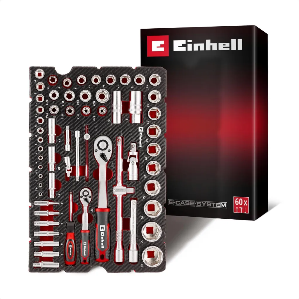 Set Einhell 60 Pezzi con Cricchetti Reversibili e Sistema E-Case - 5