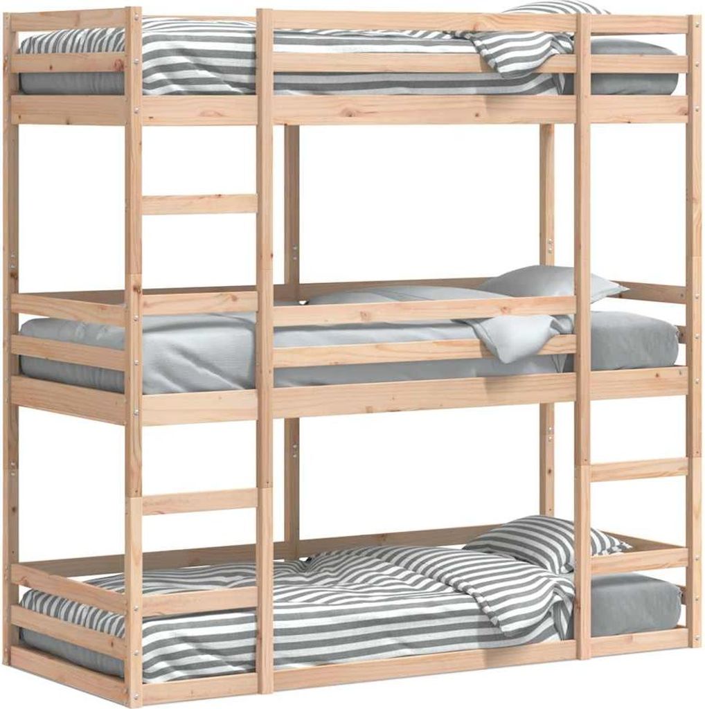 vidaXL Dreifach-Etagenbett 80x200 cm Massivholz Kiefer