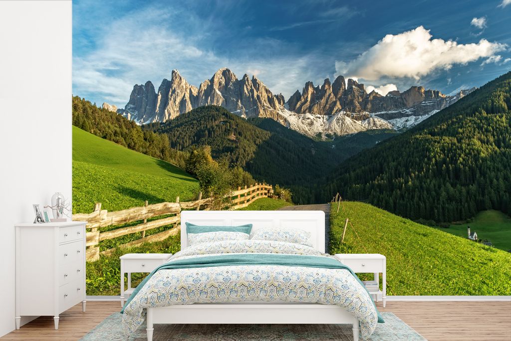 MuchoWow Fototapete für Wohnzimmer oder Schlafzimmer Wandtapete Vinyl Motivtapete Dolomiten - Sommer - Berge - 525x350 cm - Das Hintergrundbild