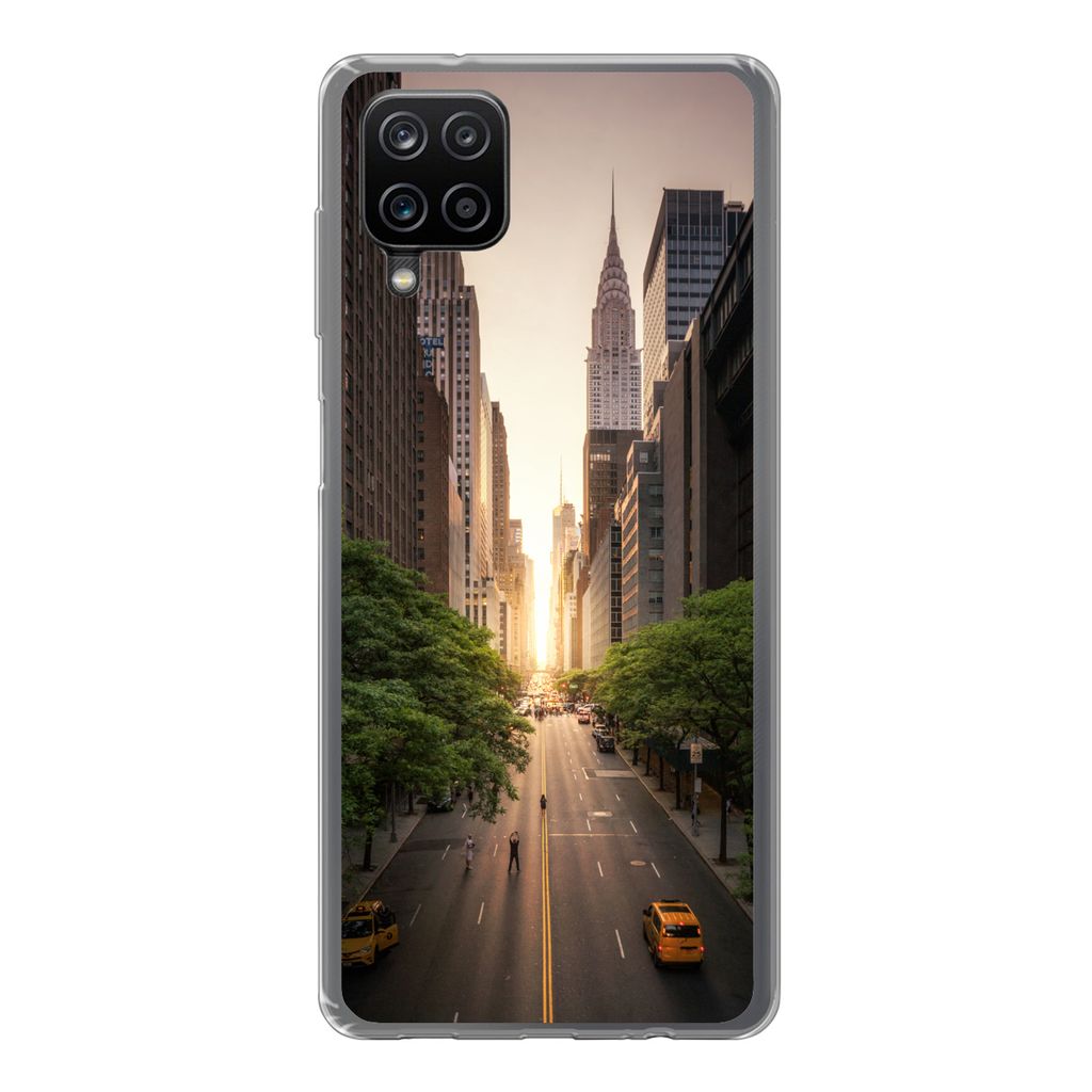 MuchoWow Handyhülle Schutzhülle Hülle für Samsung Galaxy A12 New Yorker Straße am Morgen Silikon Softcase Handy Hülle - Bild