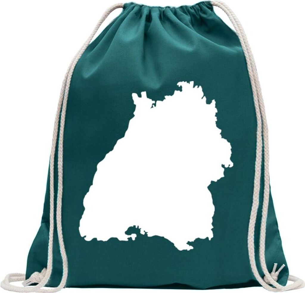 Kiwistar - Turnbeutel - petrol - Baden - Württemberg Silhouette - Fun Rucksack Sport Beutel Gymsack Baumwolle mit Ziehgurt