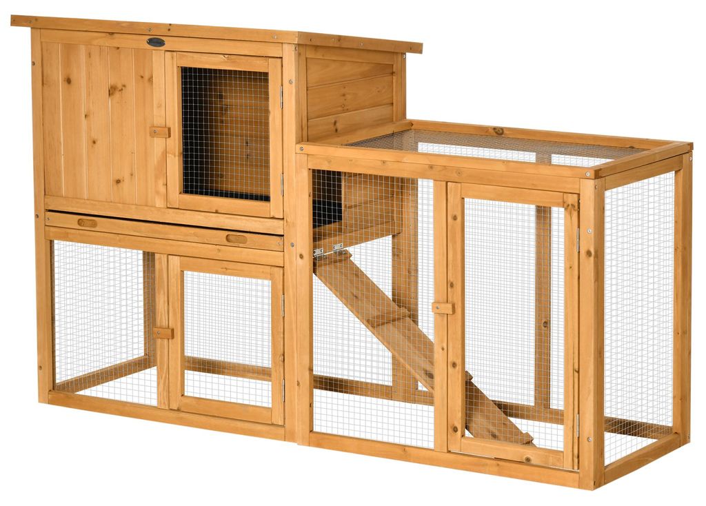 PawHut konijnenhok, hok voor kleine dieren, met helling, Productafbeelding 