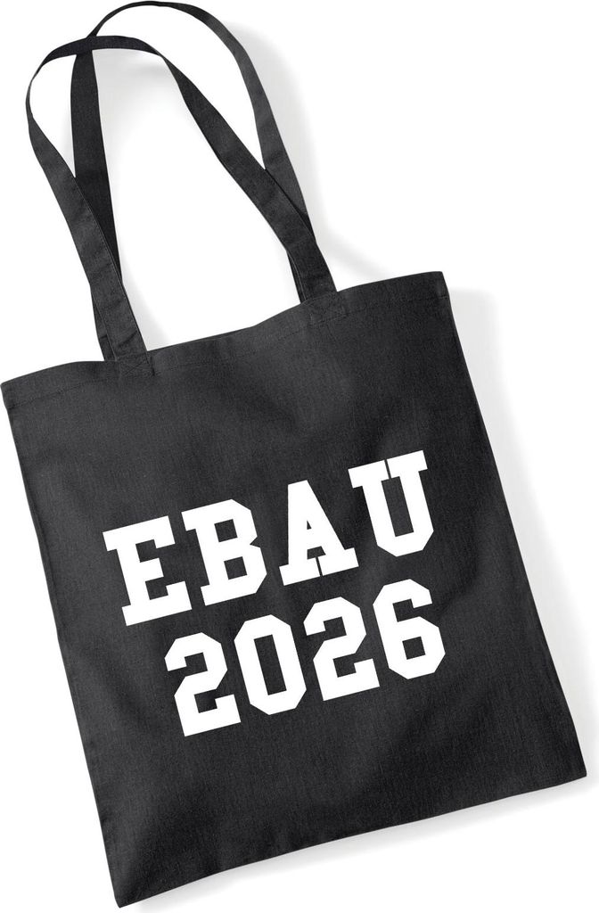 Huuraa Jutebeutel EBAU 2026 Abschluss Spanien 10 Liter Black Baumwolle Tasche Geschenkidee