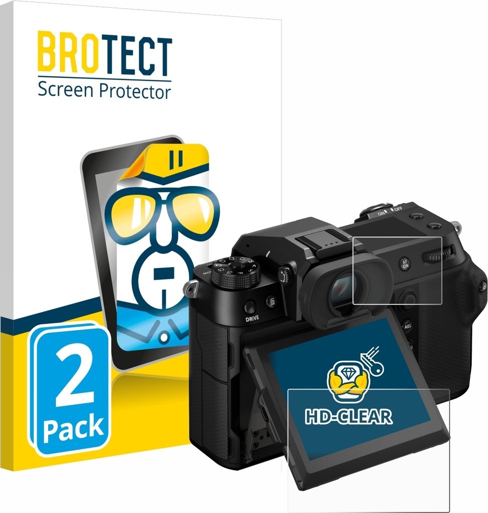 2x Für Fujifilm GFX100S II (Display + Schulterdisplay) Schutzfolie BROTECT Displayschutz Display Schutz Folie Klar Transparent