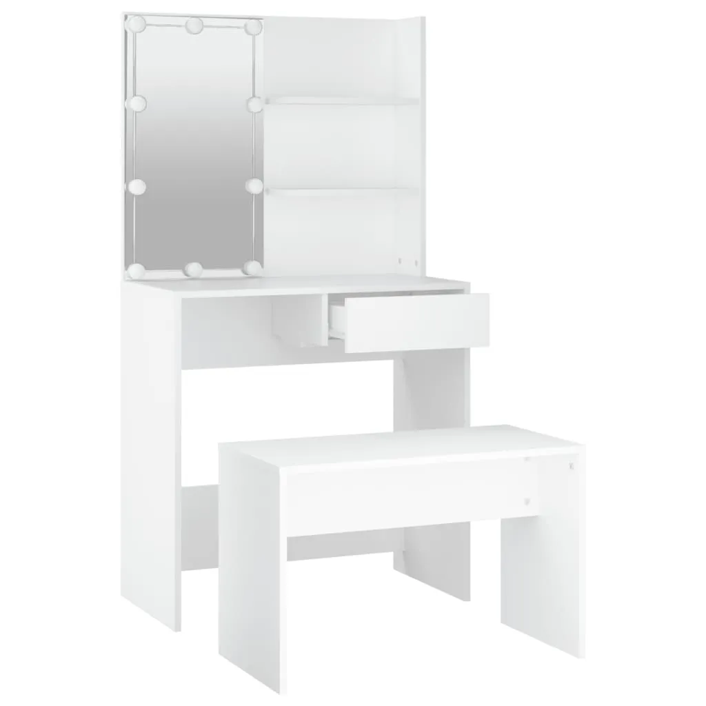 Coiffeuse vidaXL avec LED miroir blanc en bois composite - Modèle 2024 - 8