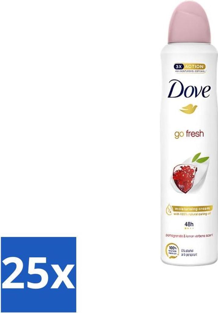 Dove - Deodorant - Spray Go Fresh - Granatapfel - Fruchtiger Duft - 250 ml - Vorteilspack - 25 Stücke