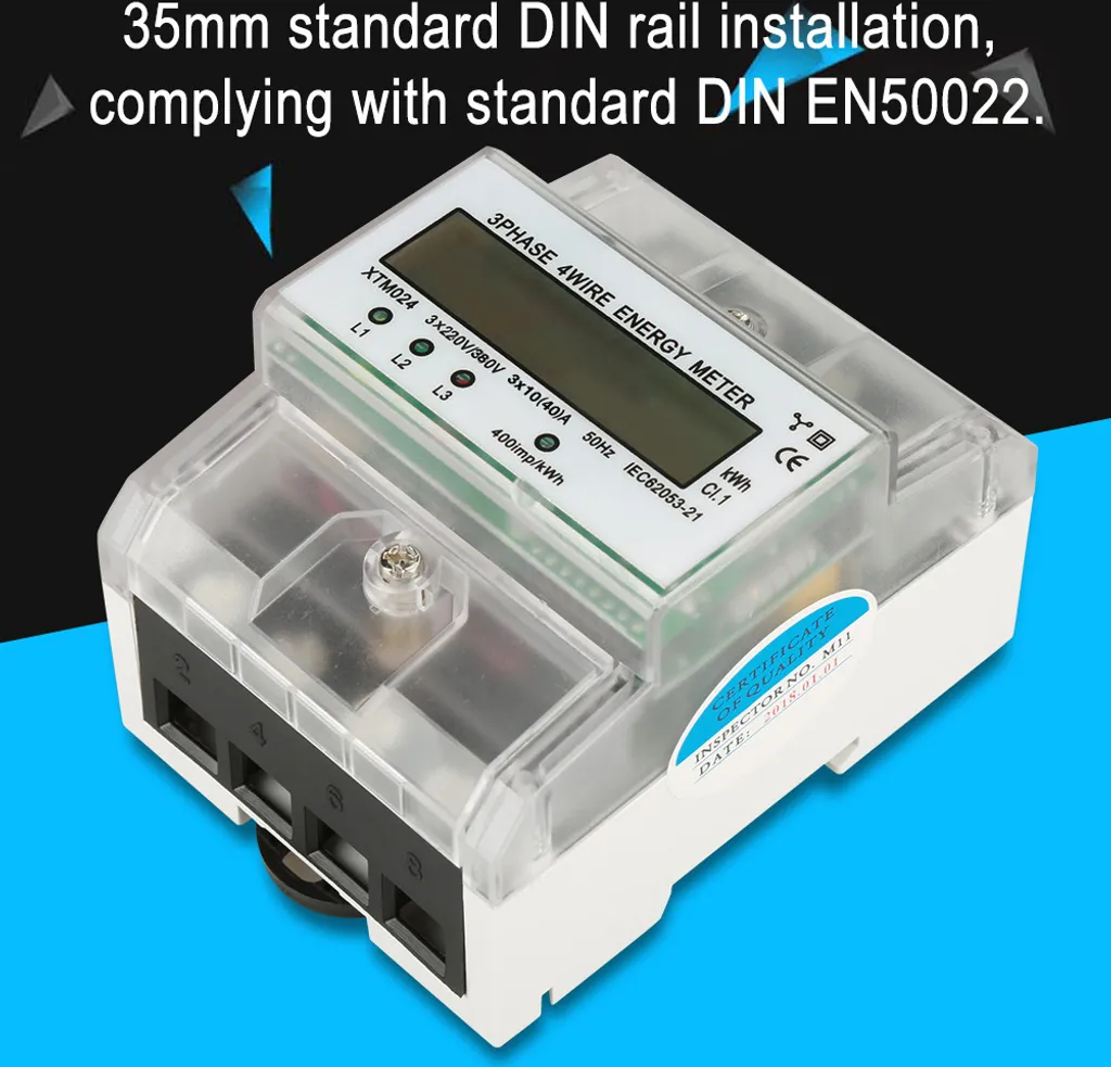 Sous-compteur électrique digital triphasé pour tableau électrique 40A - 6