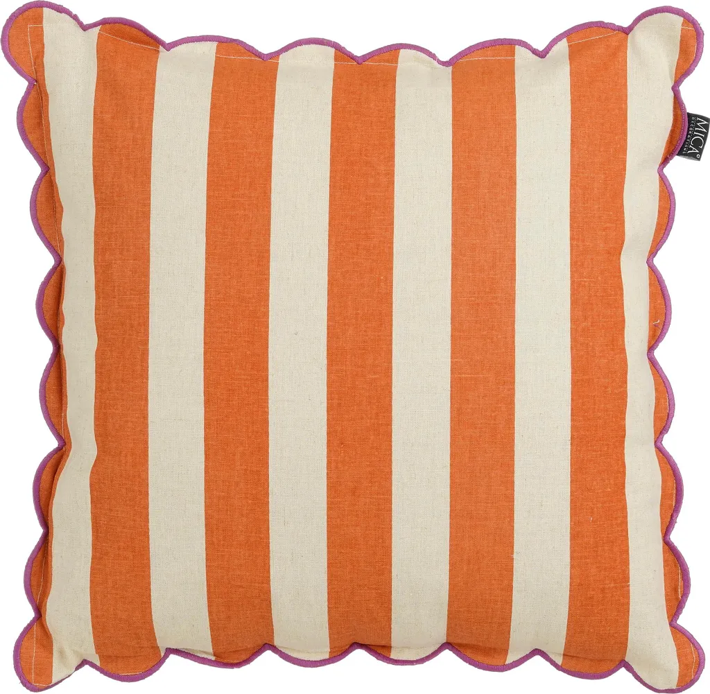 Coussin Rayé Orange 45x45x10 cm : Ravivez votre Déco de Salon Terne