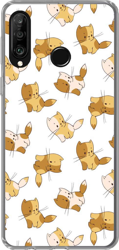 MuchoWow Handyhülle Schutzhülle Hülle für Telefoonhoesje Huawei P30 Lite Muster - Katze - Kätzchen - Jungen - Mädchen - Kinder - Kind Silik...
