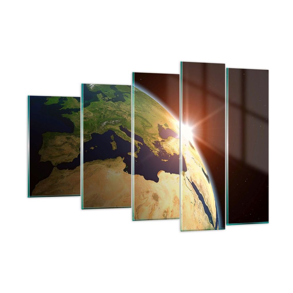 Bilder auf glas - Erde galaxie kugel lande - 150x100cm - Glasbilder - Wandbilder - Kunstdruck - zum Aufhängen bereit - Wanddekoration aus Glas - G...