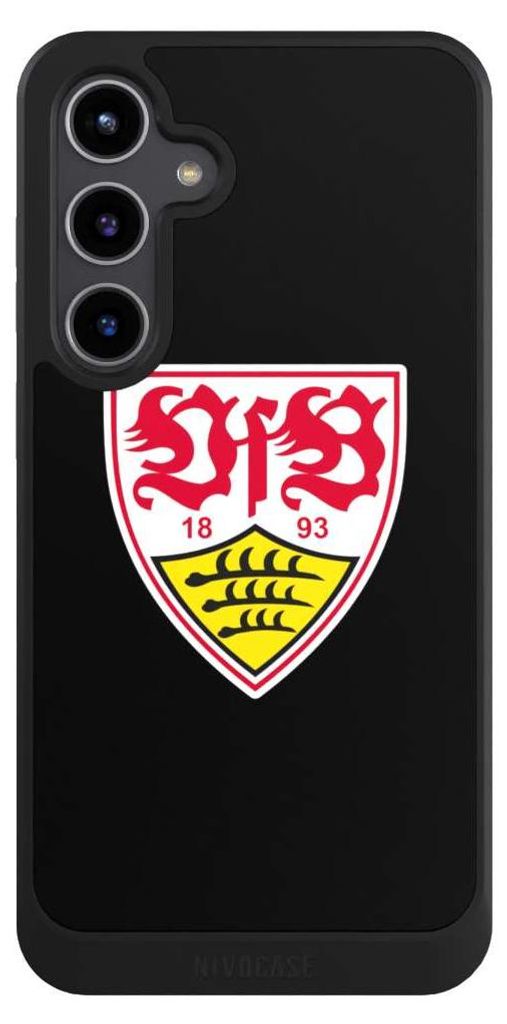 NIVOCASE Hülle für Samsung Galaxy S24+ Handyhülle NIVOcore Case Schwarz Offizielles Lizenzprodukt VfB Stuttgart Wappen