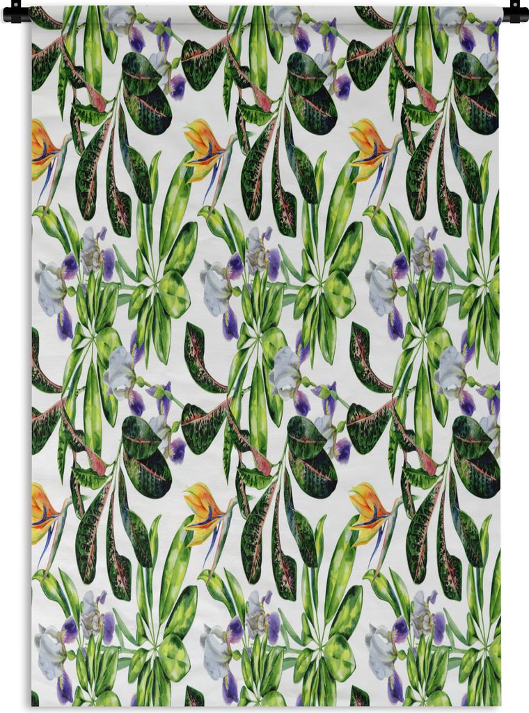 MuchoWow Wandteppich Wandbehang Paradiesvogelpflanze - Blumen - Muster 60x90 cm Tapisserie Dekoration Wandtuch - Foto-Teppich - Abwaschbar