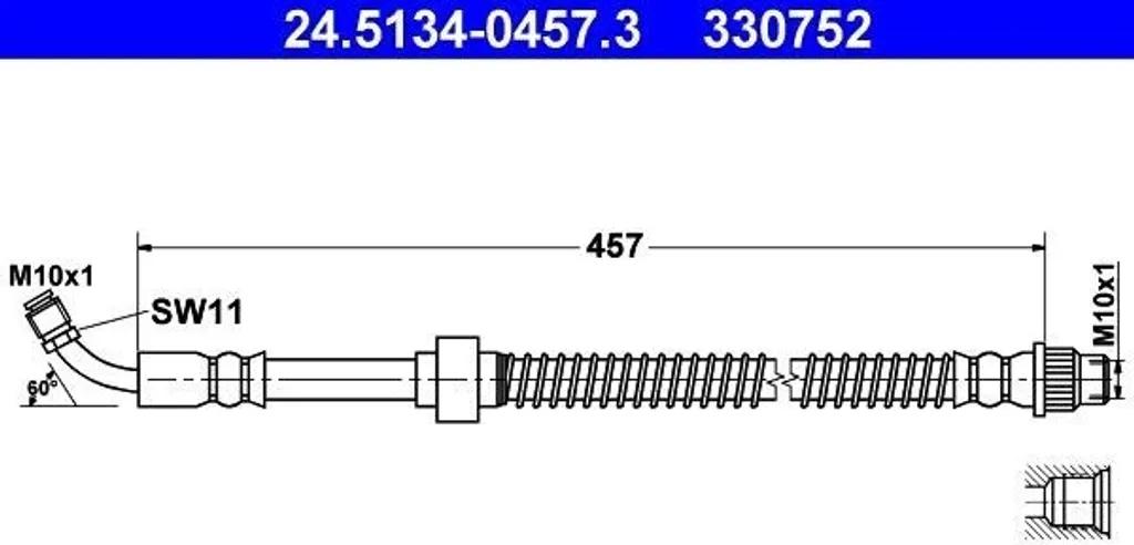 Flexible de frein ATE haute pression pour Movano X70 - OE 46201 00QAC Inox