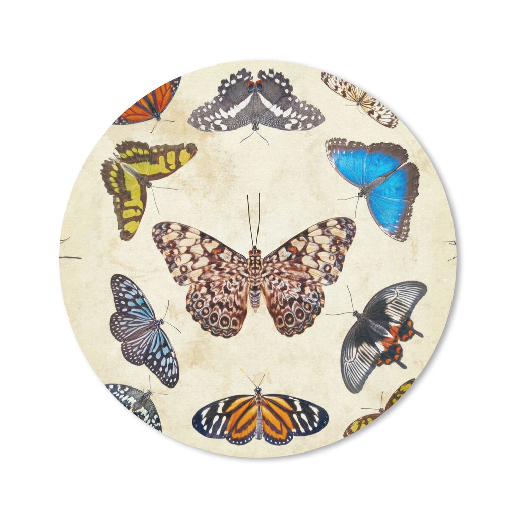 MuchoWow Mauspad Mousepad Botanischer Druck Schmetterlinge 30x30 cm - Mousepads - Maus Mat - Pad - Mausunterlage - Tischunterlage - Schreibtischm...