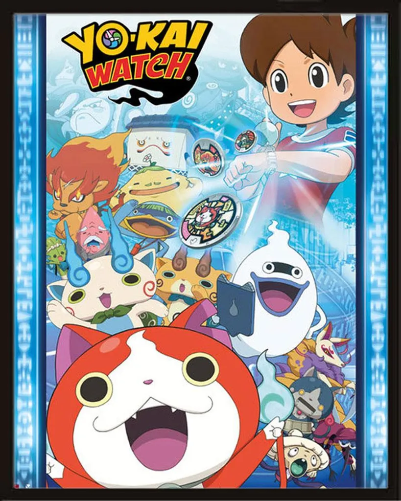 Set Poster Yo-Kai Watch + Cornice Shinsuke Nera 40x50 MDF e Acrilico