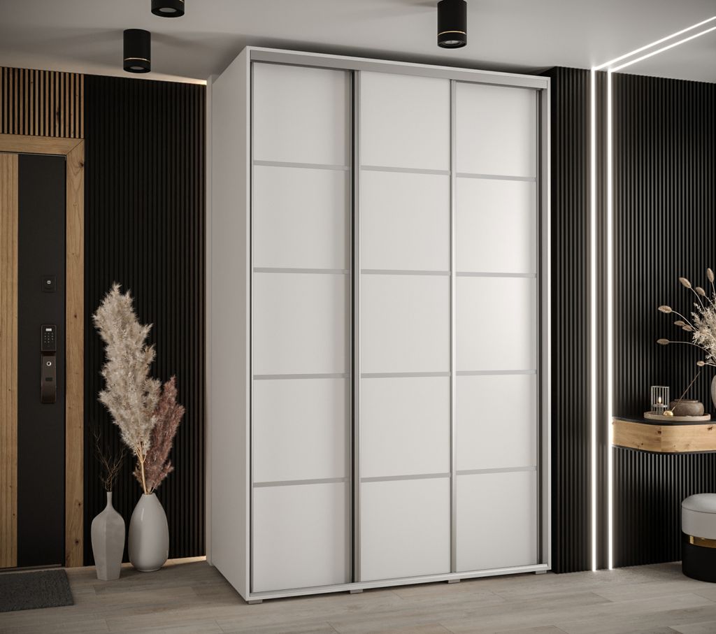 Kleiderschrank YVONA 4 - 160/60 cm, weiß/silber