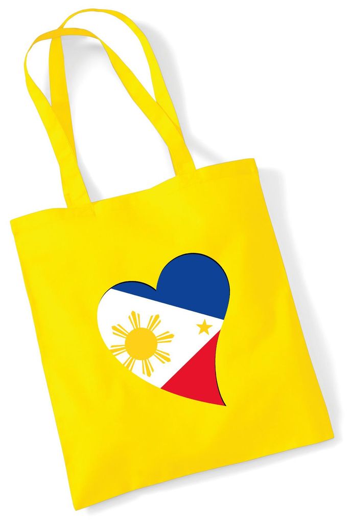Huuraa Jutebeutel Philippinen Flagge Herz 10 Liter Yellow Baumwolle Tasche Geschenkidee