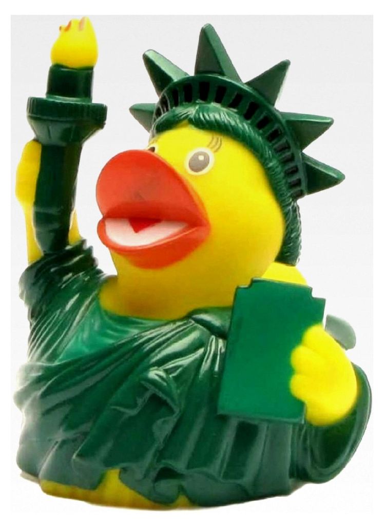 Badeente New York mit Freiheitsstatue, L: 7,5 cm, Quietscheente als Geschenk für Amerika-Reisen und Souvenir