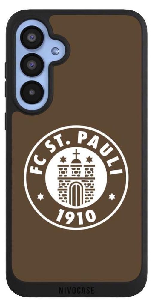 NIVOCASE Handyhülle für Samsung Galaxy A55 5G Hülle NIVOpure Case Schwarz FC St. Pauli Offizielles Lizenzprodukt Wappen