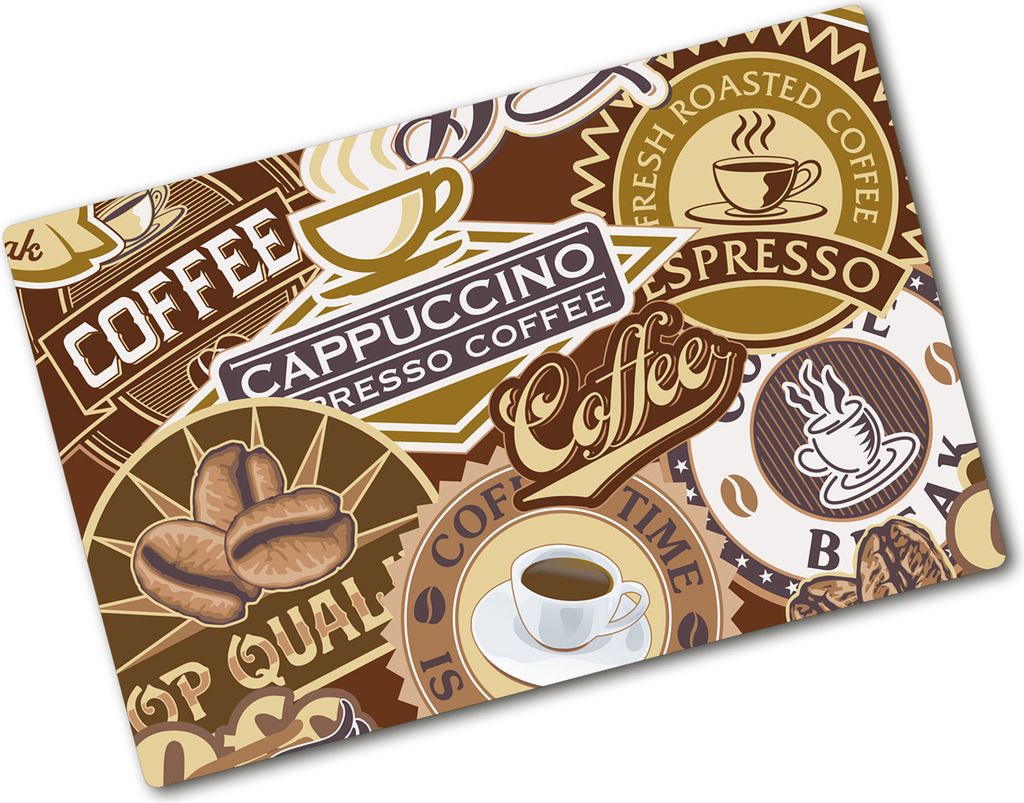 Tulup Glas Herdabdeckplatte - 80x52 cm - Glaskeramikkochfeld-Abdeckung Spritzschutz Glasabdeckplatte - Einteilig - Sprüche - Café - Braun