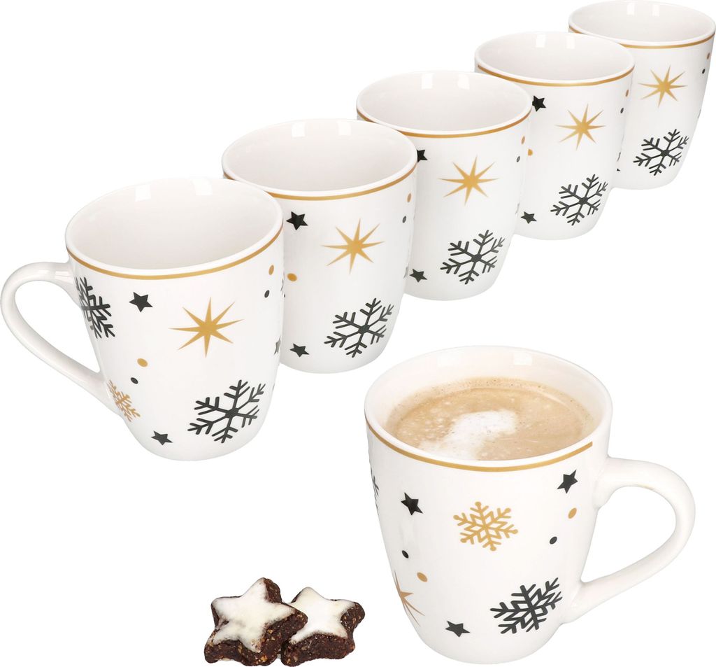 6x Stars black gold hrnky na kávu 300ml kameninové hrnky 6 Obrázek produktu 