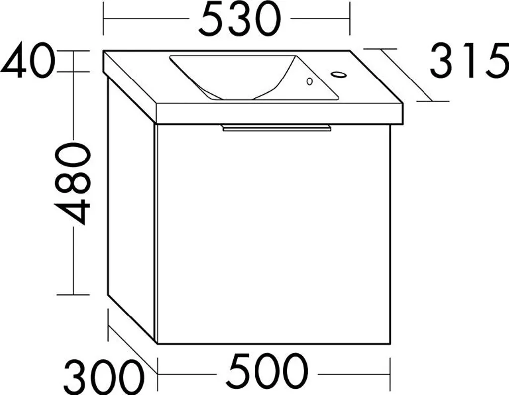 Meuble lave-mains suspendu burgbad Eqio 53cm idéal pour espace WC - 2
