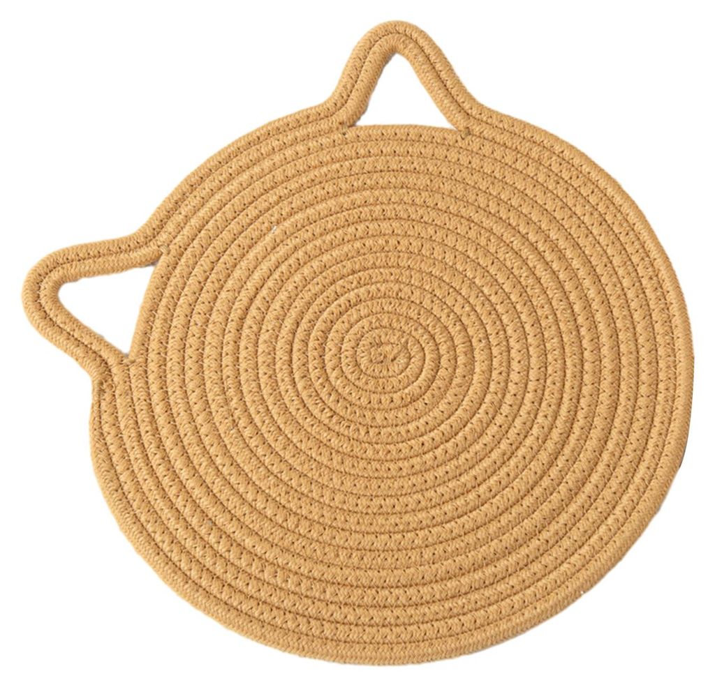 Tischset mit Katzenohren-Motiv aus Baumwolle, handgewebt, hitzebeständig, rutschfest, saugfähig, niedliche Küchendekoration für Esszimmer und Z...