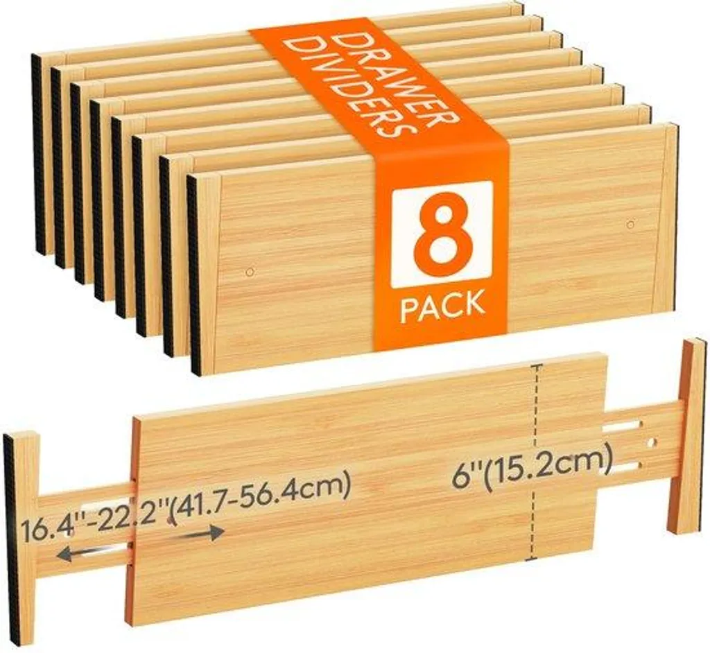 Séparateur de tiroir anti-désordre en bambou extensible 41 à 56 cm