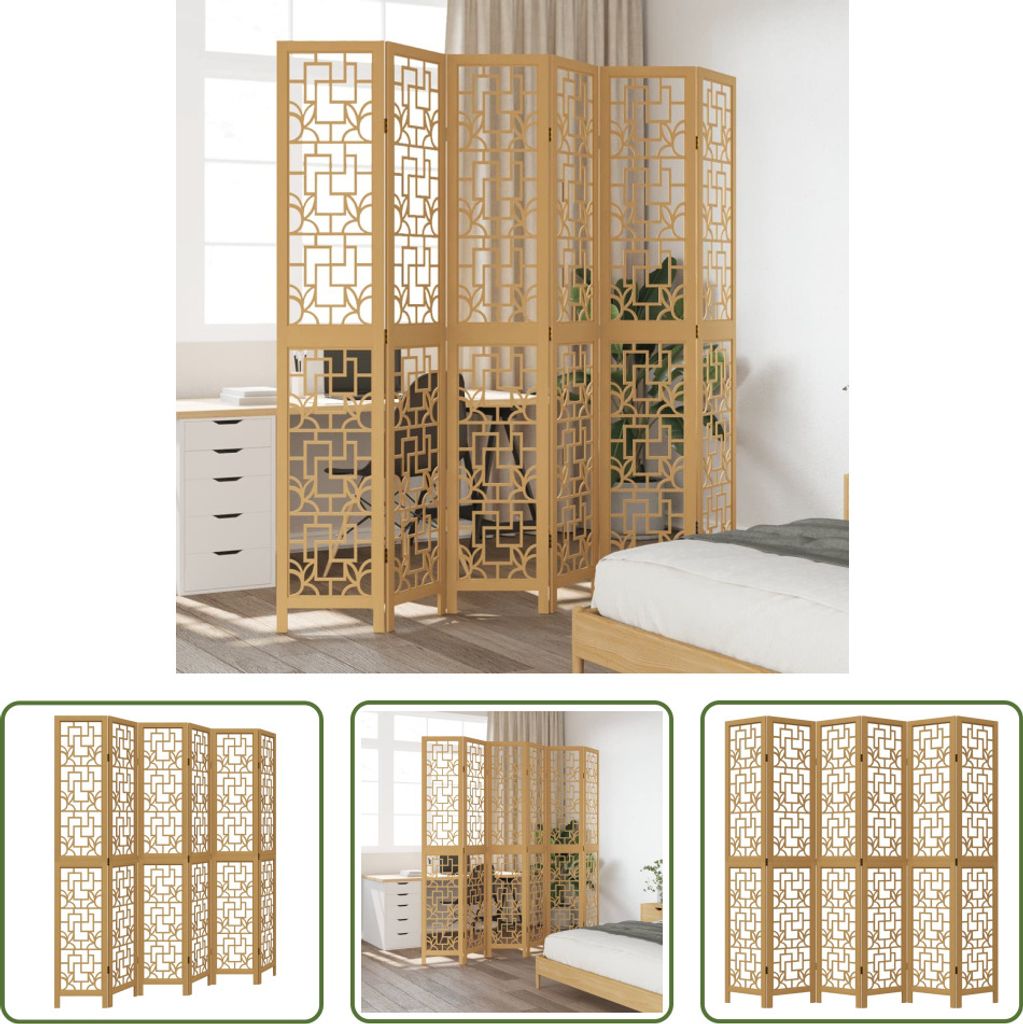 The Living Store 6-tlg. Raumteiler Braun Massivholz Paulownia