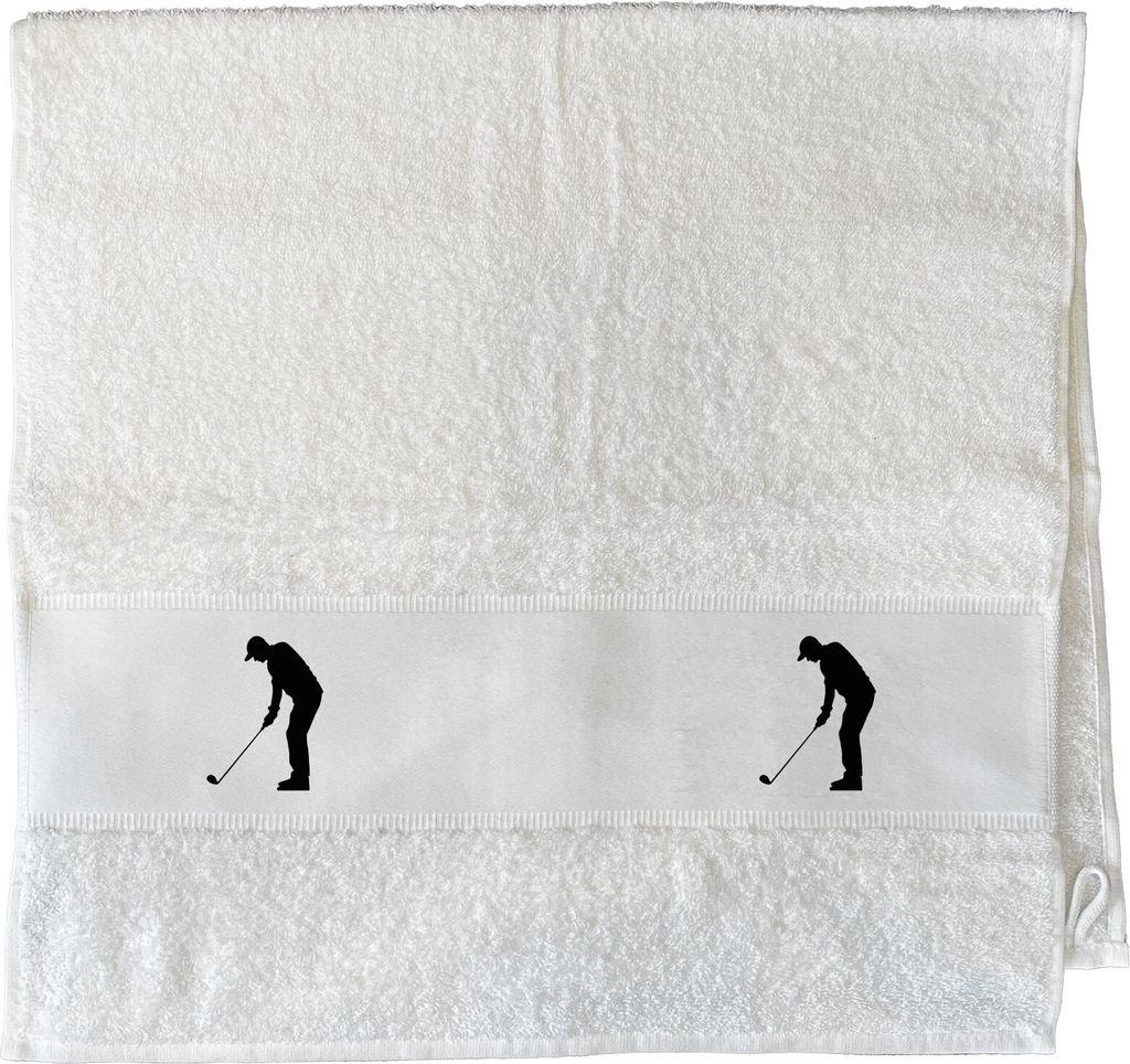 Huuraa Gäste-Handtuch Golf Silhouette Geschenk 50x100cm White Baumwolle Golf Präsent