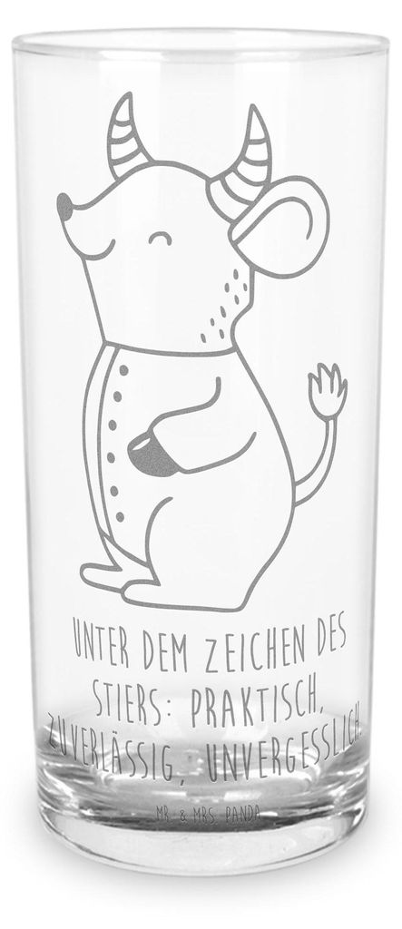 Mr. & Mrs. Panda Glas Stier Astrologie 200 ml - Transparent - Geschenk, Longdrinkglas, Tierkreiszeichen, Sternzeichen, Tumbler, Cocktailglas, Gebur...