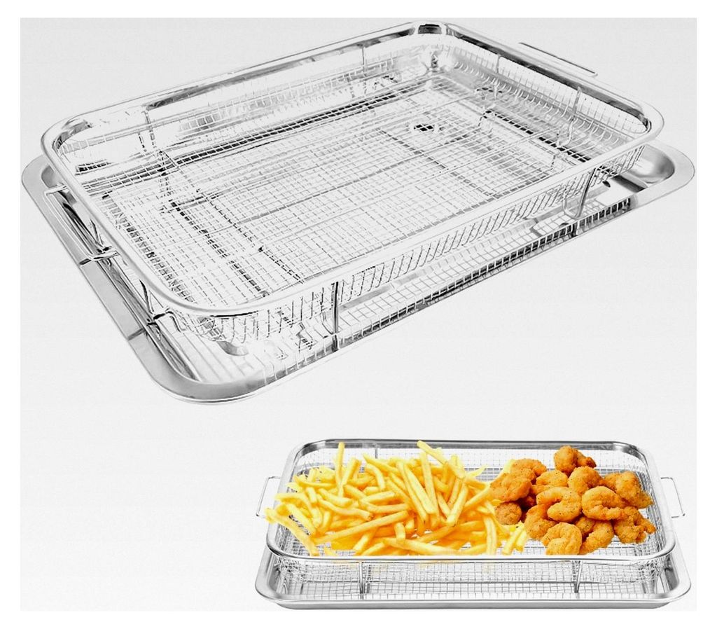 Backblech mit Abkühlgitter, 29x39x6 cm, Edelstahl, weniger klebrig, Grillgitter für Kekse, Grillen und Kühlen, spülmaschinenfest